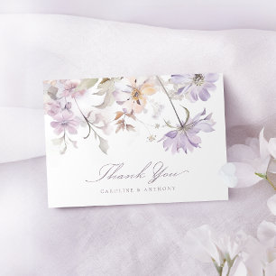 Carte De Remerciements Mariage Élégant Botanique Floral Boho Violet