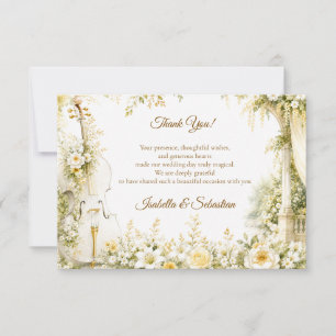 Carte De Remerciements Mariage élégant dans un jardin musical