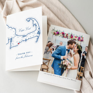 Carte De Remerciements Mariage élégant de destination à Cape Cod