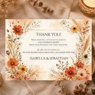 Carte De Remerciements Mariage Élégant de Fleur Sauvage d'Automne