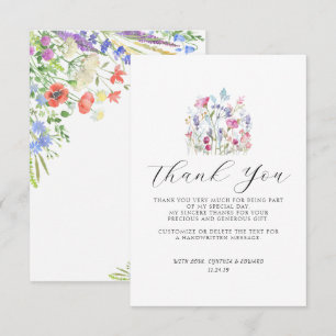 Carte De Remerciements Mariage Élégant de Fleurs Sauvages de Prairie Esti