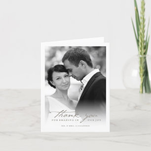 Carte De Remerciements Mariage élégant de photo de manuscrit romantique