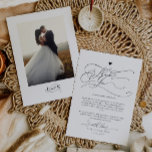 Carte De Remerciements Mariage élégant de typographie de script<br><div class="desc">Carte de remerciements de mariage moderne et élégant avec un texte qui dit "merci" avec un coeur. Vous pouvez ajouter une image au dos avec les initiales du couple.</div>