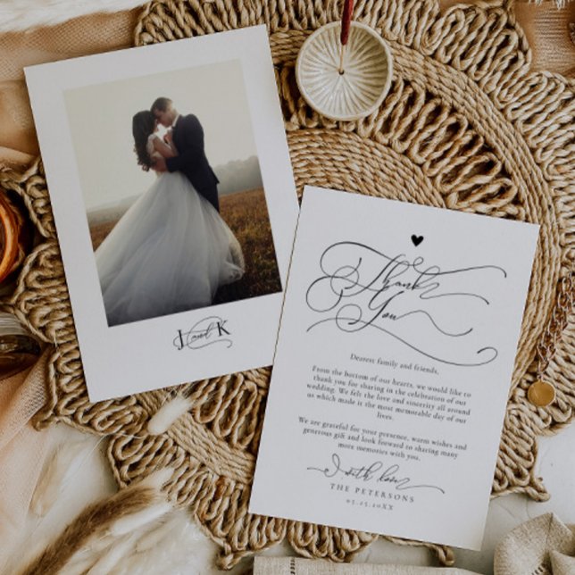 Carte De Remerciements Mariage élégant de typographie de script (Créateur téléchargé)