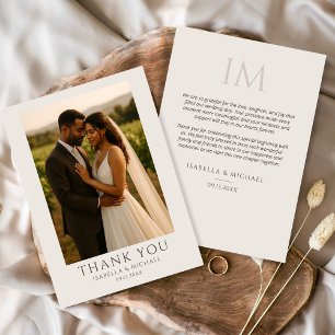 Carte De Remerciements Mariage Élégant et Minimaliste en Photo