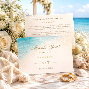 Carte De Remerciements Mariage élégant étoile de mer océan bleu
