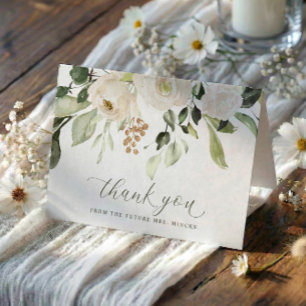 Carte De Remerciements Mariage Élégant Fleuriste Script Mariée Shower