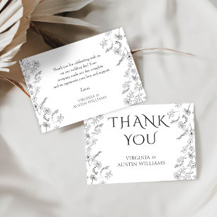 Carte De Remerciements Mariage Élégant Floral Moderne Minimaliste
