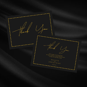 Carte De Remerciements Mariage élégant minimaliste noir