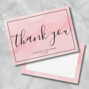Carte De Remerciements Mariage Élégant Minimaliste Rose