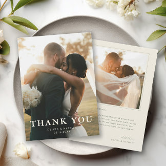 Carte De Remerciements Mariage élégant moderne en photo