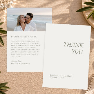 Carte De Remerciements Mariage Élégant Moderne Minimaliste Simple Photo