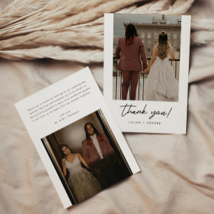 Carte De Remerciements Mariage élégant moderne Script 2-Photo