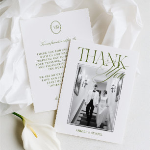 Carte De Remerciements Mariage Élégant Moderne Vert Olive