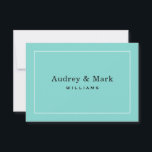 Carte De Remerciements Mariage élégant Monogramme bleu aqua et noir<br><div class="desc">Des cartes de notes personnalisées de style plat présentent un design chic et sophistiqué et un monogramme du nom marié d'une mariée et d'un marié,  avec un espace au dos pour un message manuscrit.  Schéma de couleurs bleu aqua / œuf de robin,  noir et blanc.</div>