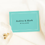 Carte De Remerciements Mariage élégant monogramme bleu aqua et noir<br><div class="desc">Des cartes de notes personnalisées de style plat présentent un design chic et sophistiqué et un monogramme du nom marié d'une mariée et d'un marié,  avec un espace au dos pour un message manuscrit.  Schéma de couleurs bleu aqua / œuf de robin,  noir et blanc.</div>