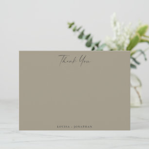 Carte De Remerciements Mariage Élégant Noms Personnalisés Écriture Poussi