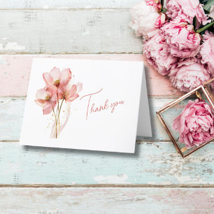 Carte De Remerciements Mariage élégant rose floral aquarelle Shower de ma