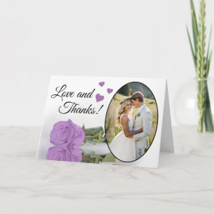 Carte De Remerciements Mariage Élégant Rose Lilas Violet Amour & Remercie