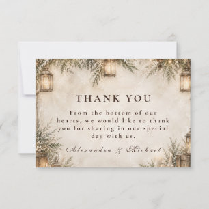 Carte De Remerciements Mariage Élégant Rustique d'Hiver