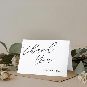 Carte De Remerciements Mariage Élégant Rustique Écriture Non-Photo Plié