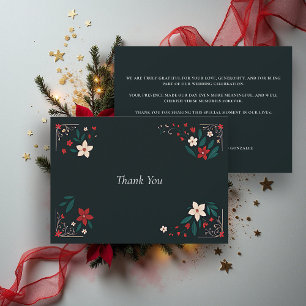 Carte De Remerciements Mariage élégant rustique mexicain Noël Rouge