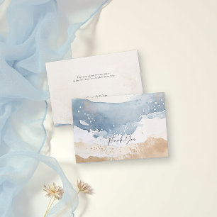 Carte De Remerciements Mariage élégant sur la plage avec vague de l'océan