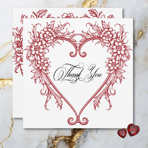 Carte De Remerciements Mariage Élégant Vintage à Motifs Floraux de Chinoi