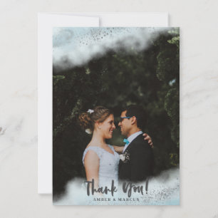 Carte De Remerciements Mariage en argent Baby Blue Ombre
