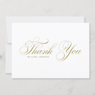 Carte De Remerciements Mariage en écriture formelle dorée avec fioritures