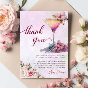 Carte De Remerciements Mariage en fleurs roses