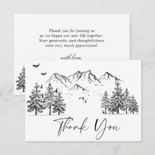 Carte De Remerciements Mariage en forêt de montagnes dessinés à la main