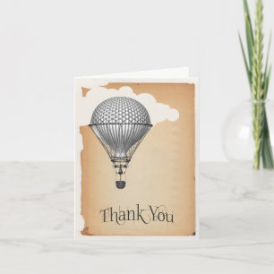Carte De Remerciements Mariage en montgolfière Steampunk, Remerciements