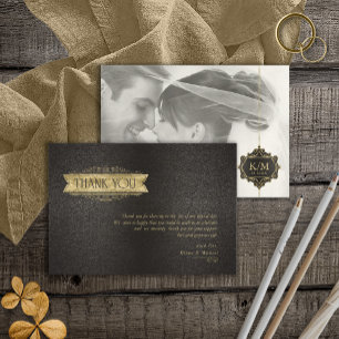 Carte De Remerciements Mariage en Or Filigrane Fin ID871