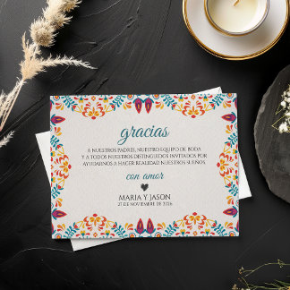 Carte De Remerciements Mariage espagnol floral coloré élégant Fiesta