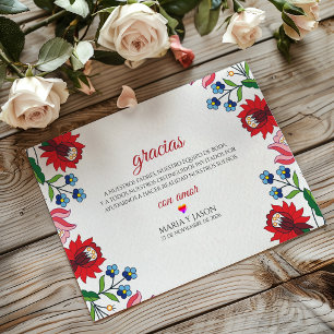 Carte De Remerciements Mariage Espagnol Moderne Botanique Floral Coloré
