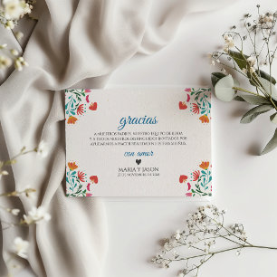 Carte De Remerciements Mariage espagnol moderne floral coloré Fiesta Boda