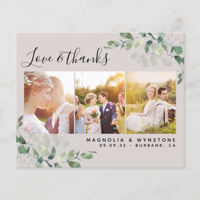 Carte de remerciements Mariage Eucalyptus (Devant)