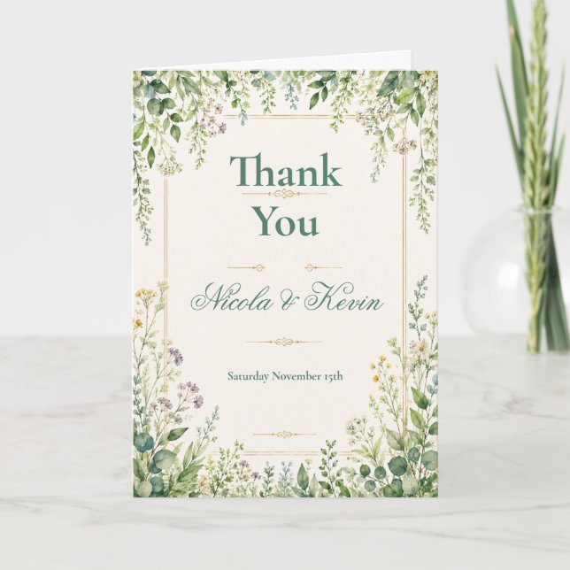 Carte De Remerciements Mariage Eucalyptus (Devant)