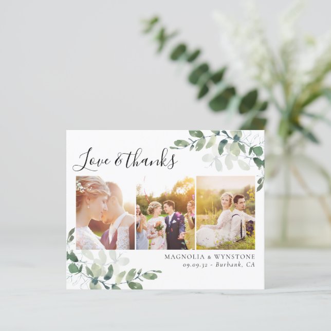 Carte de remerciements Mariage Eucalyptus (Debout devant)