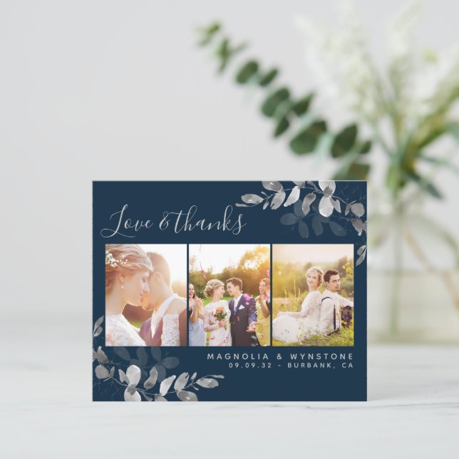 Carte de remerciements Mariage Eucalyptus (Debout devant)