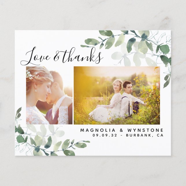 Carte de remerciements Mariage Eucalyptus (Devant)