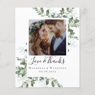 CARTE DE REMERCIEMENTS Mariage Eucalyptus BUDGET