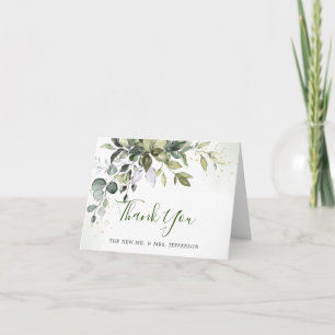 Carte De Remerciements Mariage Eucalyptus Green Watercolor