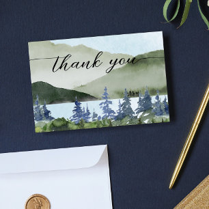 Carte De Remerciements Mariage extérieur forêt montagne nature aquarelle