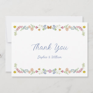 Carte De Remerciements Mariage Fantaisiste aux Fleurs Sauvages