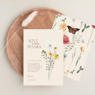 Carte De Remerciements Mariage Fantaisiste aux Fleurs Sauvages Amour et R
