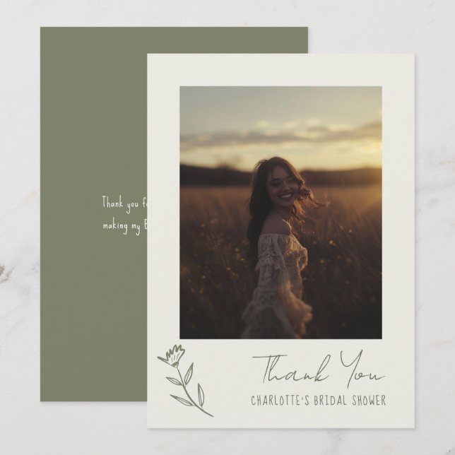 Carte De Remerciements Mariage Fantaisiste Floral Dessiné à la Main (Devant / Derrière)