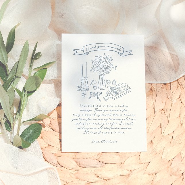 Carte De Remerciements Mariage Fantaisiste Illustré à la Main avec Fête d (Créateur téléchargé)