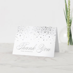 Carte De Remerciements Mariage Faux Silver Foil Confetti Dots